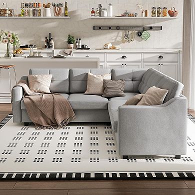 Convertible Sectional Sofa, L Shaped Couch 5-Seat Sofas for Living Room, Small Apartment