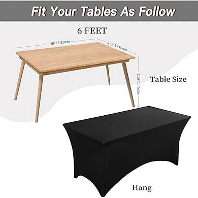 Black Spandex Tablecloth 6-Pack Fitted Wrinkle-Free Rectangular Cover