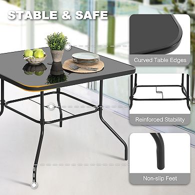 5-Piece Metal Outdoor Dining Set, Textilene Stackable Chairs and 1.7'' Umbrella Hole