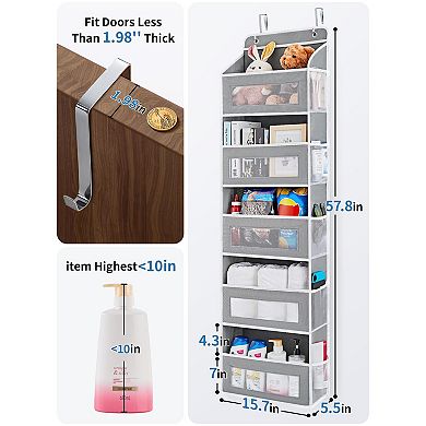 Over Door Organizer 5 Pocket 44LB Anti-Tilt Hanging Storage