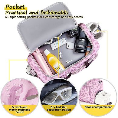 Women's 37L Gym Duffle Bag with Shoe & Wet Compartments Carry-On Weekender