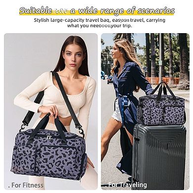 Women's 37L Gym Duffle Bag with Shoe & Wet Compartments Carry-On Weekender