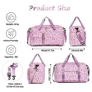 Women's 37L Gym Duffle Bag with Shoe & Wet Compartments Carry-On Weekender