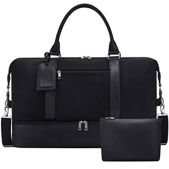 21" Canvas Weekender Bag for Women with Shoe Compartment  Toiletry Pouch