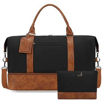 21" Canvas Weekender Bag for Women with Shoe Compartment  Toiletry Pouch