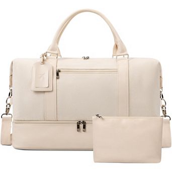 21" Canvas Weekender Bag for Women with Shoe Compartment  Toiletry Pouch