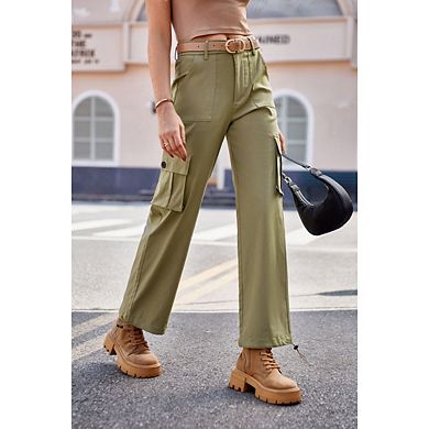 Women's Cargo Pants High Waisted Straight Leg Casual Loose with Multi Pockets