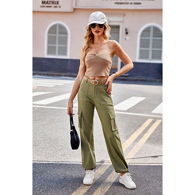 Women's Cargo Pants High Waisted Straight Leg Casual Loose with Multi Pockets