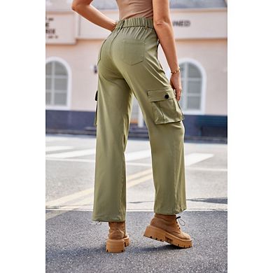 Women's Cargo Pants High Waisted Straight Leg Casual Loose with Multi Pockets
