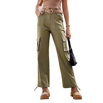 Women's Cargo Pants High Waisted Straight Leg Casual Loose with Multi Pockets