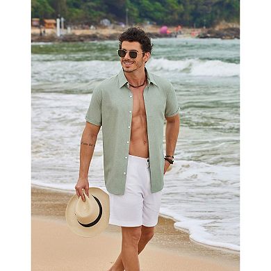 COOFANDY Men' Short Sleeve Casual Button Down Shirt Summer Beach Vacation Shirt for Men