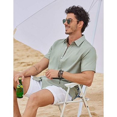 COOFANDY Men' Short Sleeve Casual Button Down Shirt Summer Beach Vacation Shirt for Men