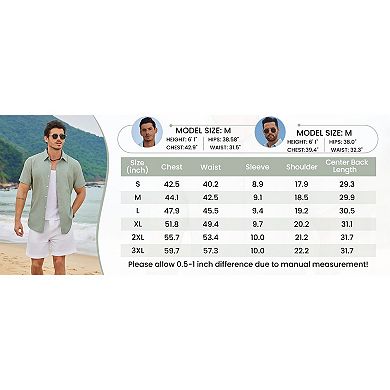 COOFANDY Men' Short Sleeve Casual Button Down Shirt Summer Beach Vacation Shirt for Men