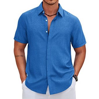 COOFANDY Men' Short Sleeve Casual Button Down Shirt Summer Beach Vacation Shirt for Men