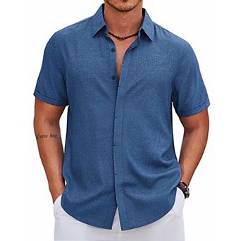 COOFANDY Men' Short Sleeve Casual Button Down Shirt Summer Beach Vacation Shirt for Men