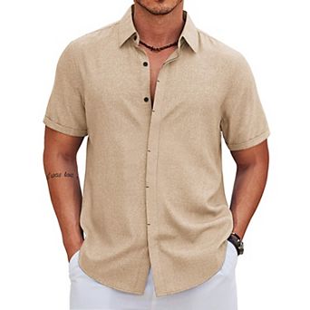 COOFANDY Men' Short Sleeve Casual Button Down Shirt Summer Beach Vacation Shirt for Men