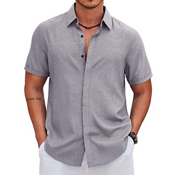 COOFANDY Men' Short Sleeve Casual Button Down Shirt Summer Beach Vacation Shirt for Men