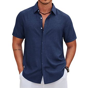 COOFANDY Men' Short Sleeve Casual Button Down Shirt Summer Beach Vacation Shirt for Men