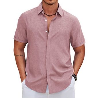 COOFANDY Men' Short Sleeve Casual Button Down Shirt Summer Beach Vacation Shirt for Men