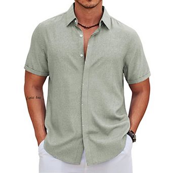 COOFANDY Men' Short Sleeve Casual Button Down Shirt Summer Beach Vacation Shirt for Men