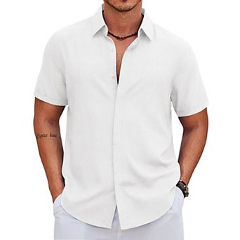 COOFANDY Men' Short Sleeve Casual Button Down Shirt Summer Beach Vacation Shirt for Men