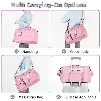 Women's 37L Gym Duffle Bag with Shoe & Wet Pocket Carry On Weekender