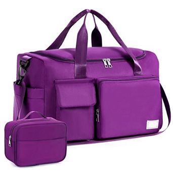 Women's 37L Gym Duffle Bag with Shoe & Wet Pocket Carry On Weekender