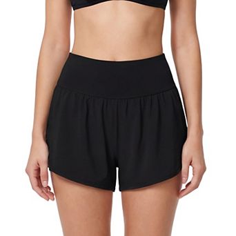 Attraco Women's High Waisted 2-in-1 Side Split Pocket Swim Shorts