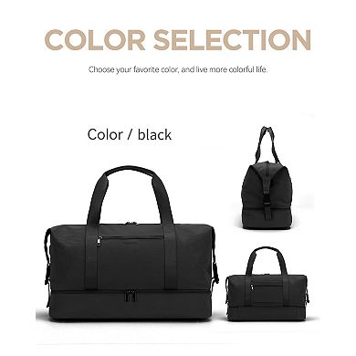 21" Nylon Weekender Bag with Shoe Compartment 3 Pouches Waterproof