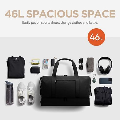 21" Nylon Weekender Bag with Shoe Compartment 3 Pouches Waterproof