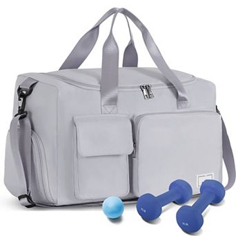 Women's 37L Gym Duffle Bag with Shoe & Wet Pocket Carry-On Weekender