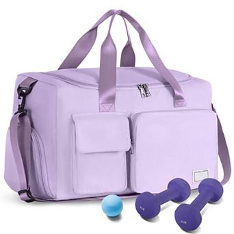 Women's 37L Gym Duffle Bag with Shoe & Wet Pocket Carry-On Weekender