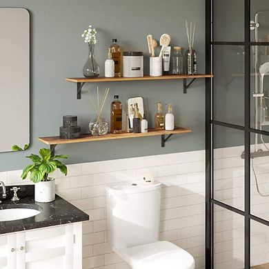 2 PCS Wall-Mounted Shelves With Sturdy Brackets