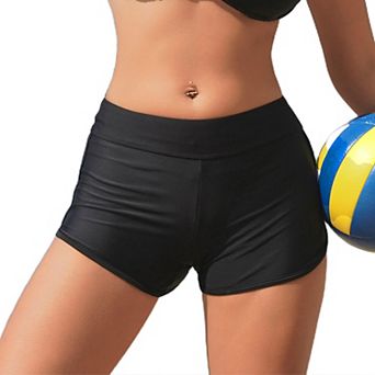 Charmo Women's High Waisted Side V Slit Swim Shorts