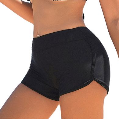 Charmo Women's High Waisted Side V Slit Swim Shorts