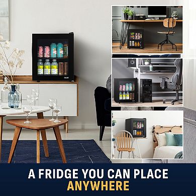 Newair 60 Can Beverage Fridge with Glass Door, Small Freestanding Mini Fridge in Black