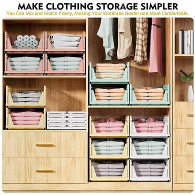 5-Pack Stackable Foldable Closet Storage Bins 16.7x13x7in