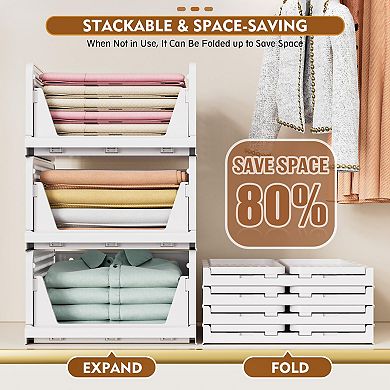 5-Pack Stackable Foldable Closet Storage Bins 16.7x13x7in