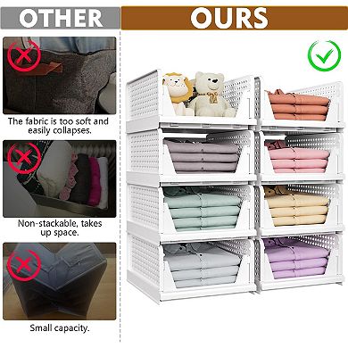5-Pack Stackable Foldable Closet Storage Bins 16.7x13x7in
