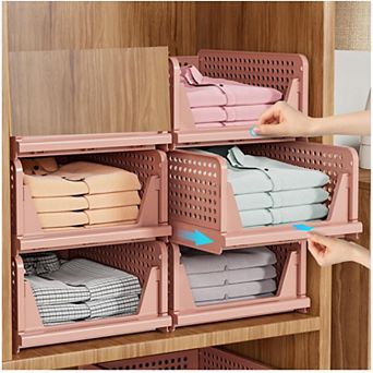 5-Pack Stackable Foldable Closet Storage Bins 16.7x13x7in