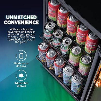 Newair Prismatic™ Series 85 Can Beverage Refrigerator with RGB HexaColor™ LED Lights