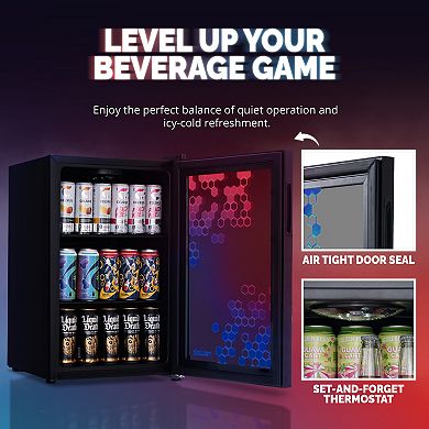 Newair Prismatic™ Series 85 Can Beverage Refrigerator with RGB HexaColor™ LED Lights