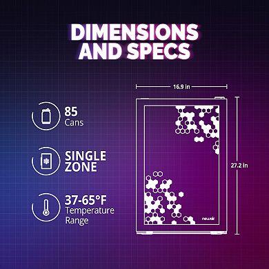 Newair Prismatic™ Series 85 Can Beverage Refrigerator with RGB HexaColor™ LED Lights