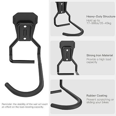 Heavy Duty Iron Bike Wall Mount Hooks 77-99 lbs Vertical Garage Storage