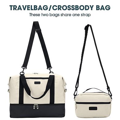 21" Nylon Weekender Bag with Shoe Compartment 2-4 Day Travel Duffel