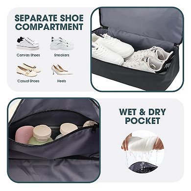 21" Nylon Weekender Bag with Shoe Compartment 2-4 Day Travel Duffel