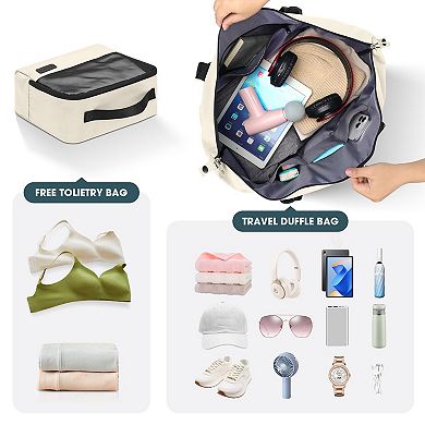 21" Nylon Weekender Bag with Shoe Compartment 2-4 Day Travel Duffel