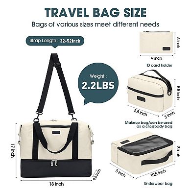 21" Nylon Weekender Bag with Shoe Compartment 2-4 Day Travel Duffel