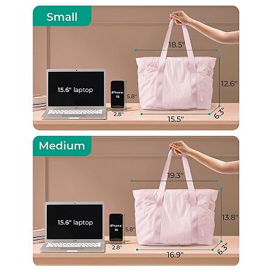 28L Nylon Tote with Zipper Yoga Mat Strap 15.6" Laptop Compartment