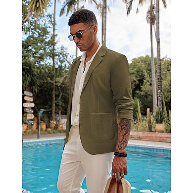 COOFANDY Men' Casual Linen Blazer Lightweight Regular Fit One Button Sport Coat Wedding Suit Jacket
